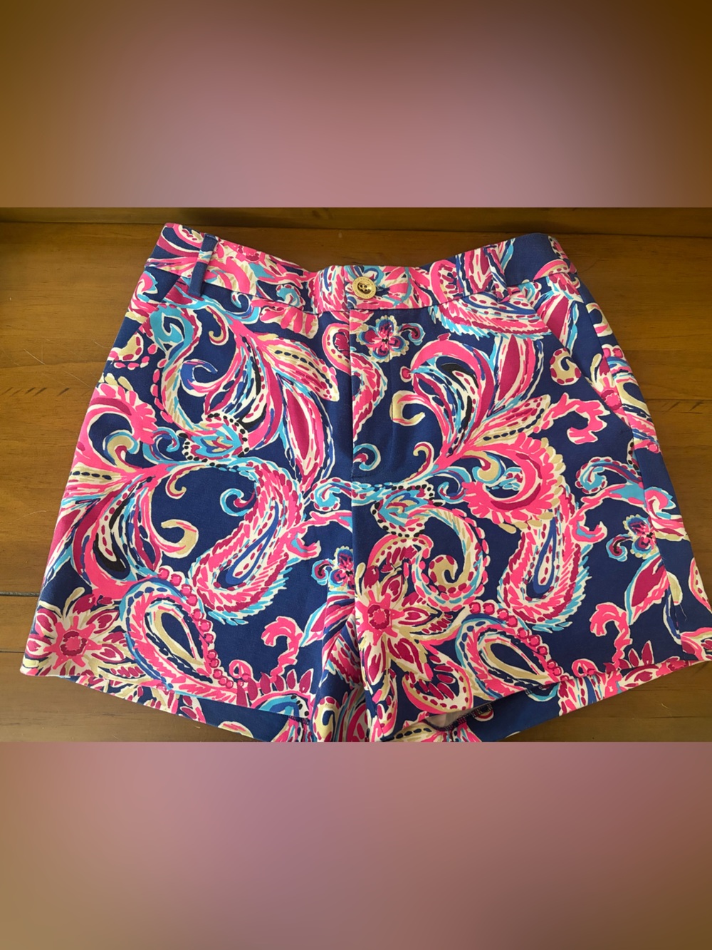 Lilly Pulitzer Navy, Pink, Blue & White Floral Print Shorts, Size 4 NWOT